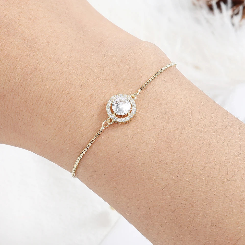 Trendy Circle Interlocked Gold-Color Charm Bangle For Women Men Personally Bracelet Party Girls Exquisite Accessories Jewelry