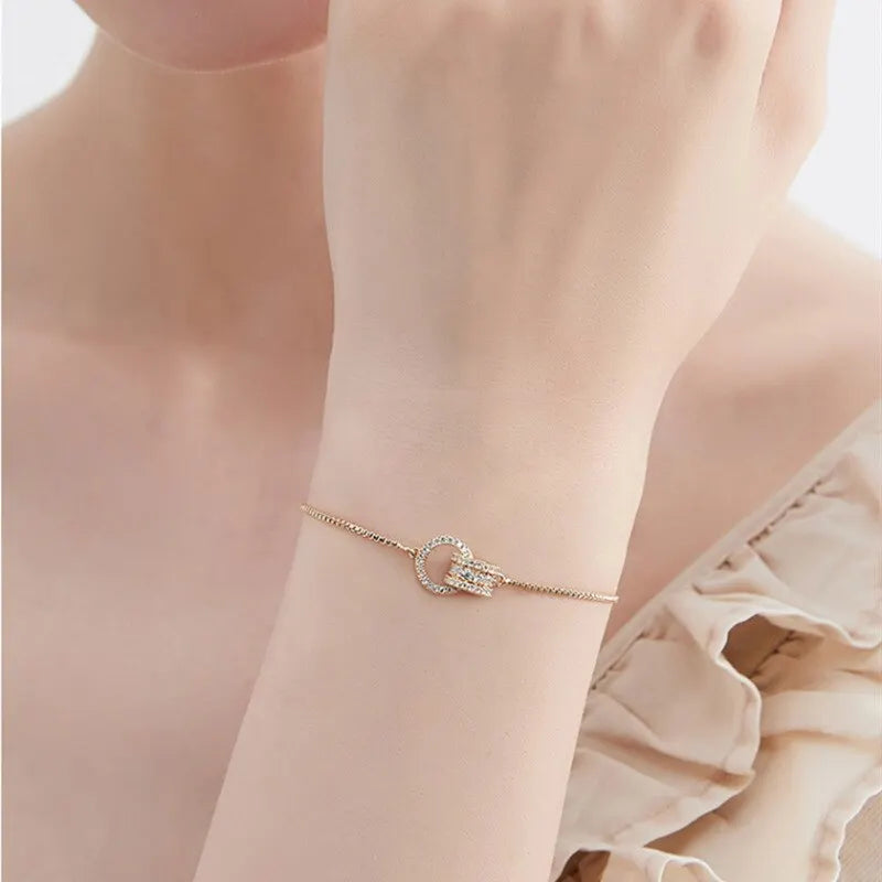 Trendy Circle Interlocked Gold-Color Charm Bangle For Women Men Personally Bracelet Party Girls Exquisite Accessories Jewelry