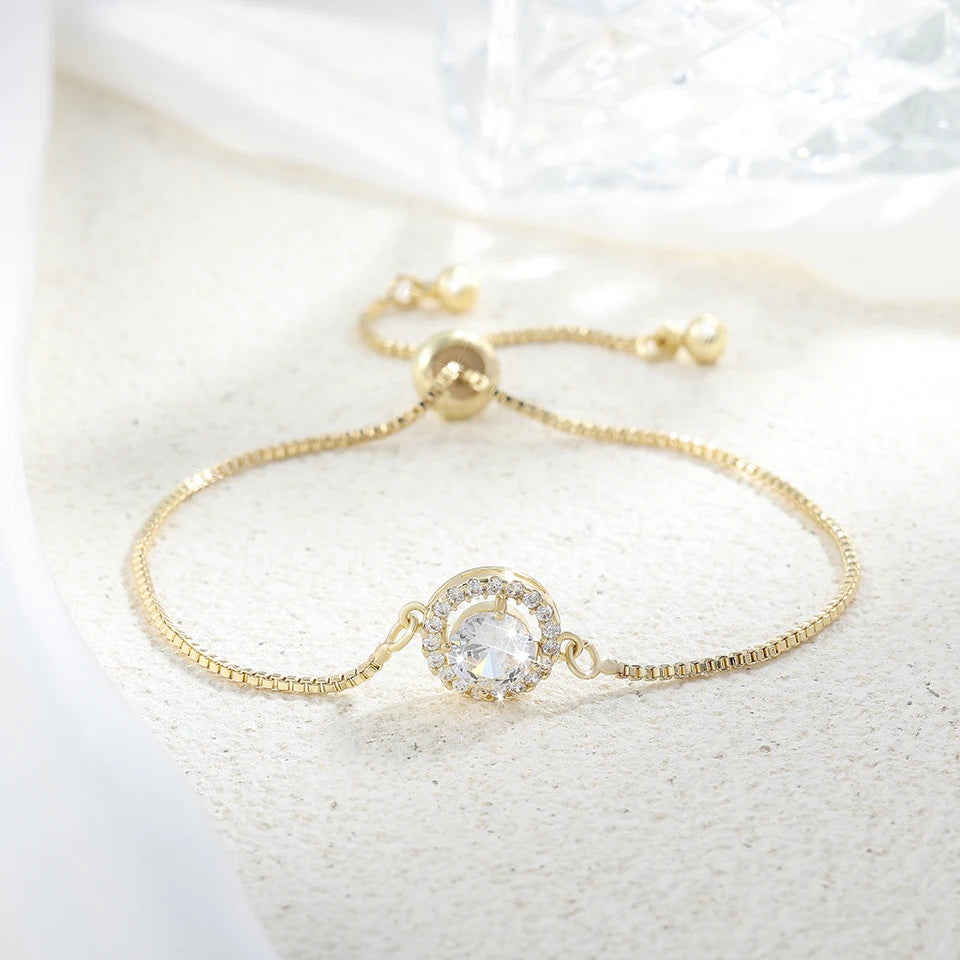 Trendy Circle Interlocked Gold-Color Charm Bangle For Women Men Personally Bracelet Party Girls Exquisite Accessories Jewelry