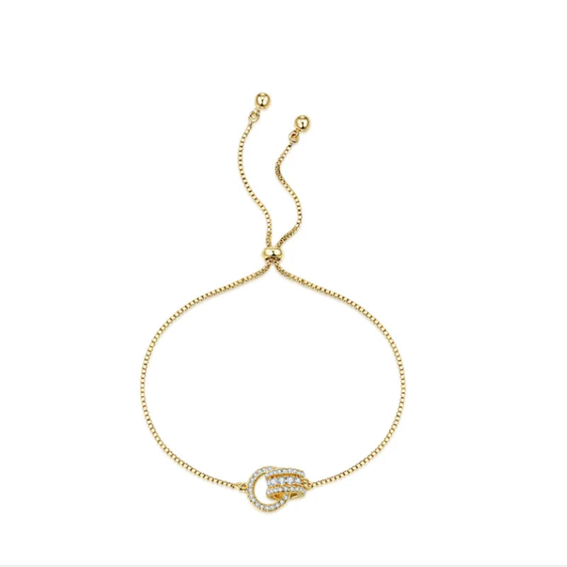 Trendy Circle Interlocked Gold-Color Charm Bangle For Women Men Personally Bracelet Party Girls Exquisite Accessories Jewelry