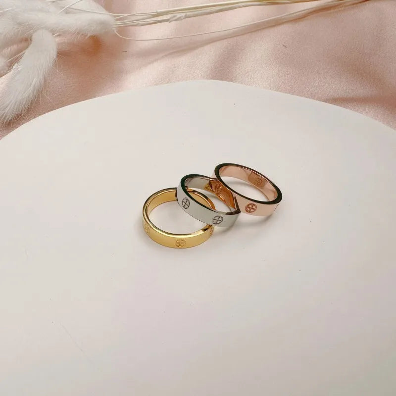 Trend Luxury Brand Cross Stainless Steel Zircon Ring With Stone For Woman Girl For Men Couple Finger Wedding Ring bague femme